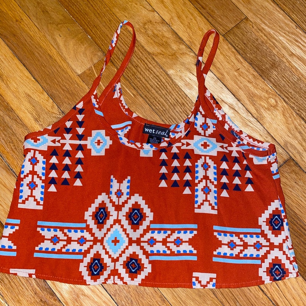 Rustic orange tribal pattern cropped top